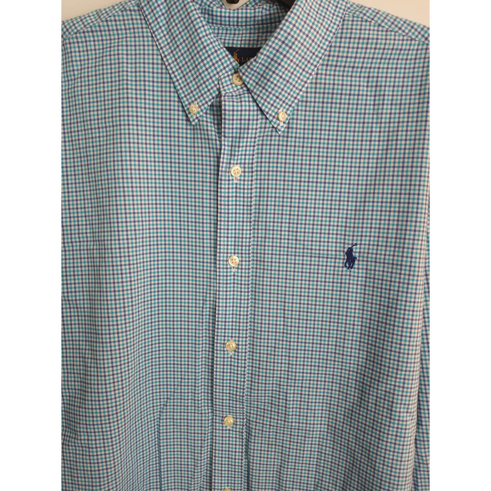 Ralph Lauren Blue on Blue Check Logo Sportshirt - Men's XL